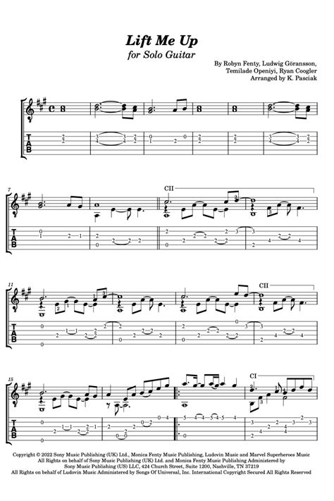 tablature lift me up rihanna.